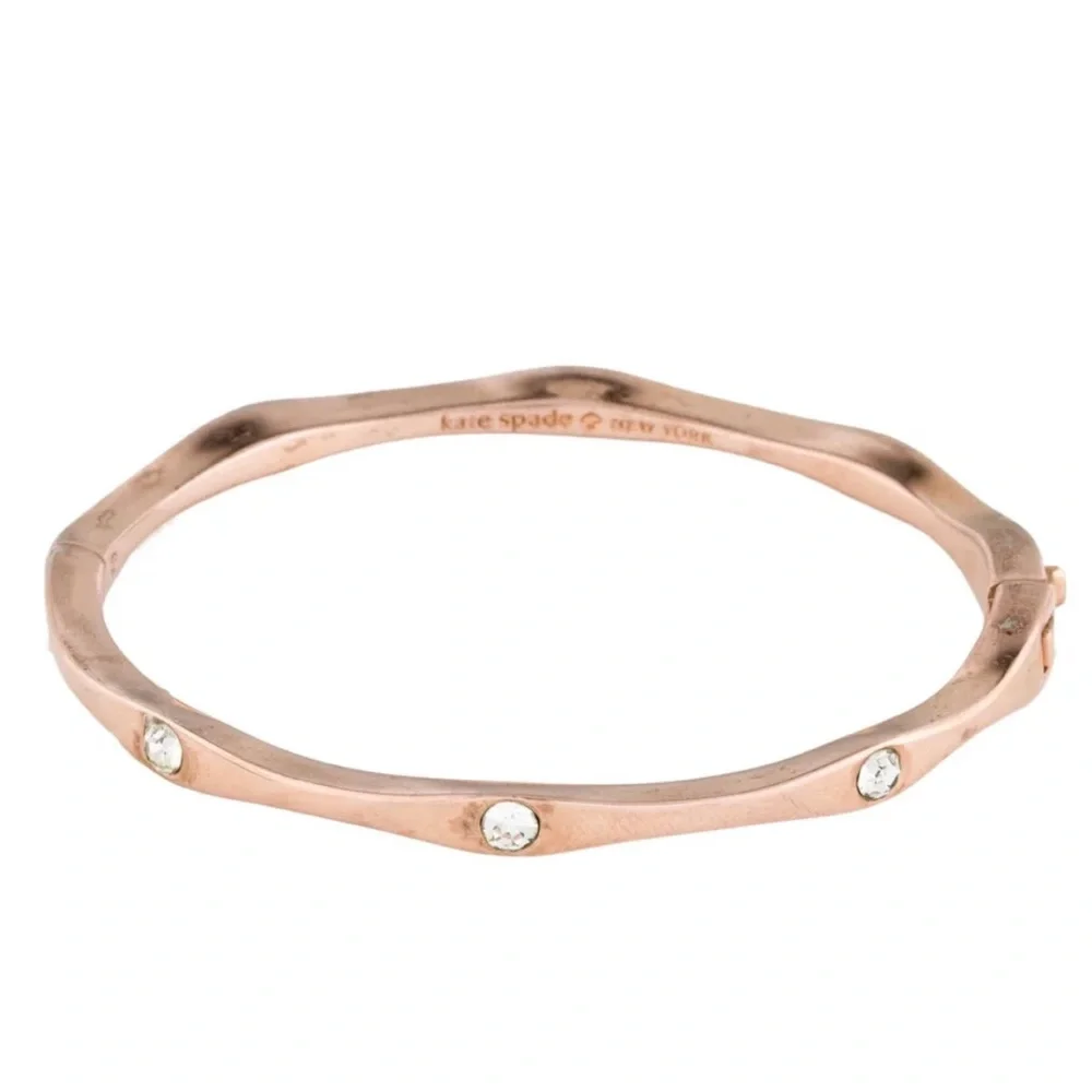kate spade Rose Gold Heavy Metals Crystal Wavy Bangle Bracelet - Picture 3 of 7